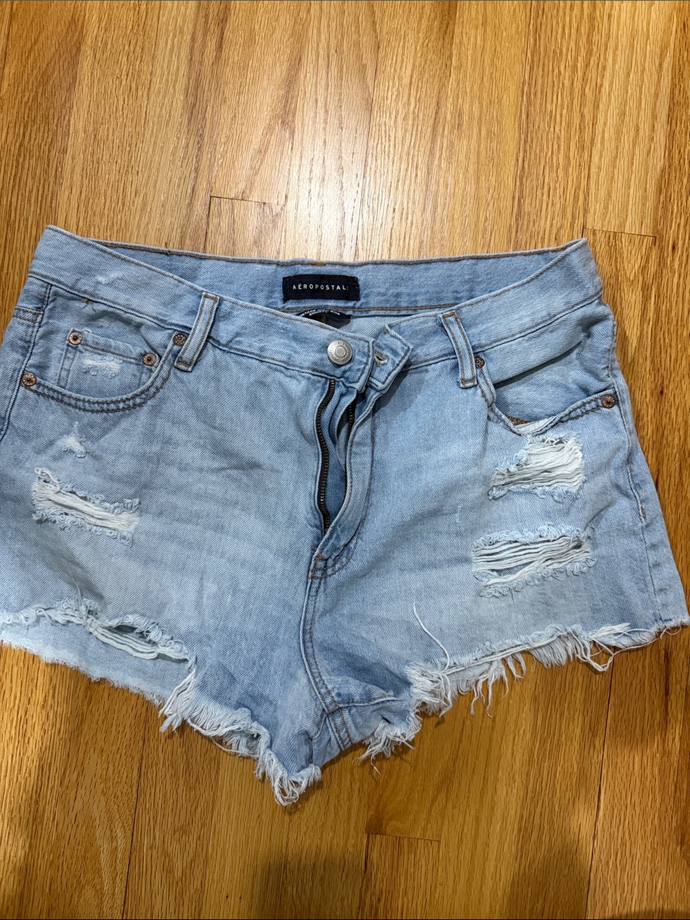 Aeropostale Light Blue Distressed Denim Women's Shorts